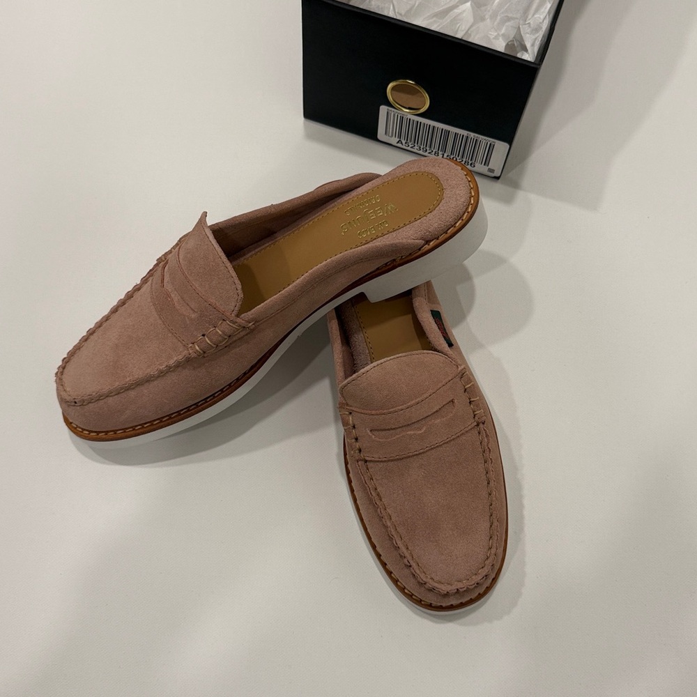 GH Bass Pink Suede Mule Loafers